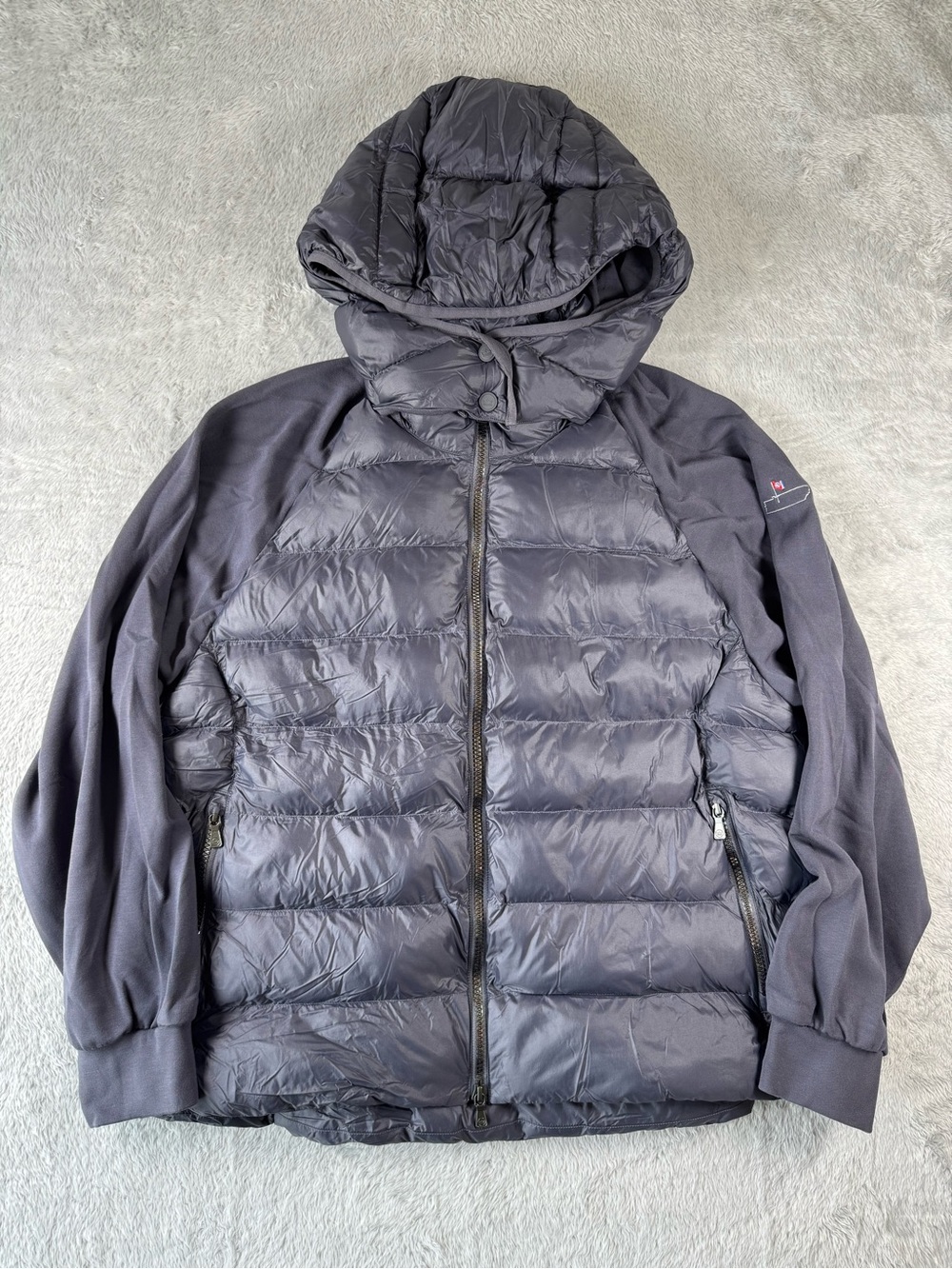 Peter Millar Chiron Hybrid Jacket Womens XL Slate Blue Hooded Puffer